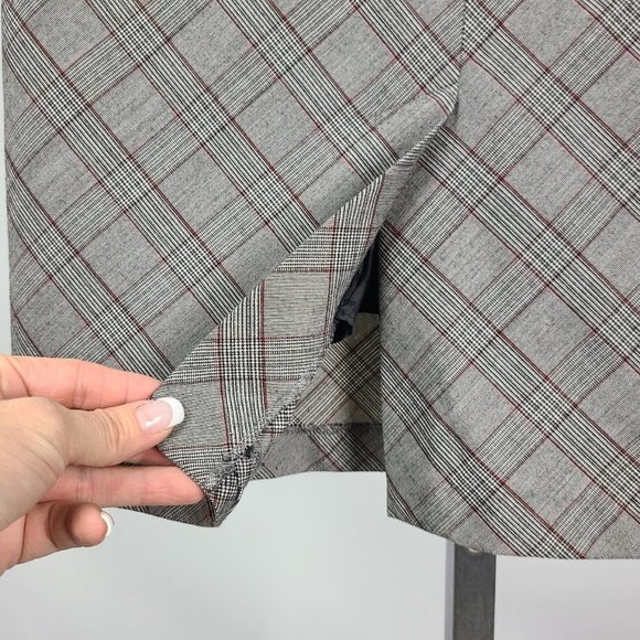 Chado Grey & Red Plaid Belted Midi Skirt Size S - Picture 8 of 12